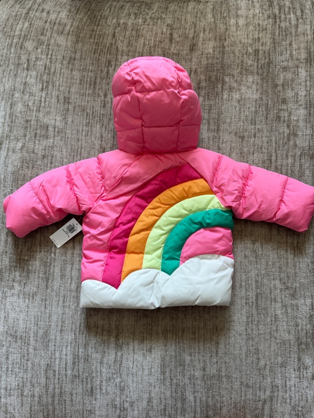 Pink Rainbow Puffer Jacket with Hood